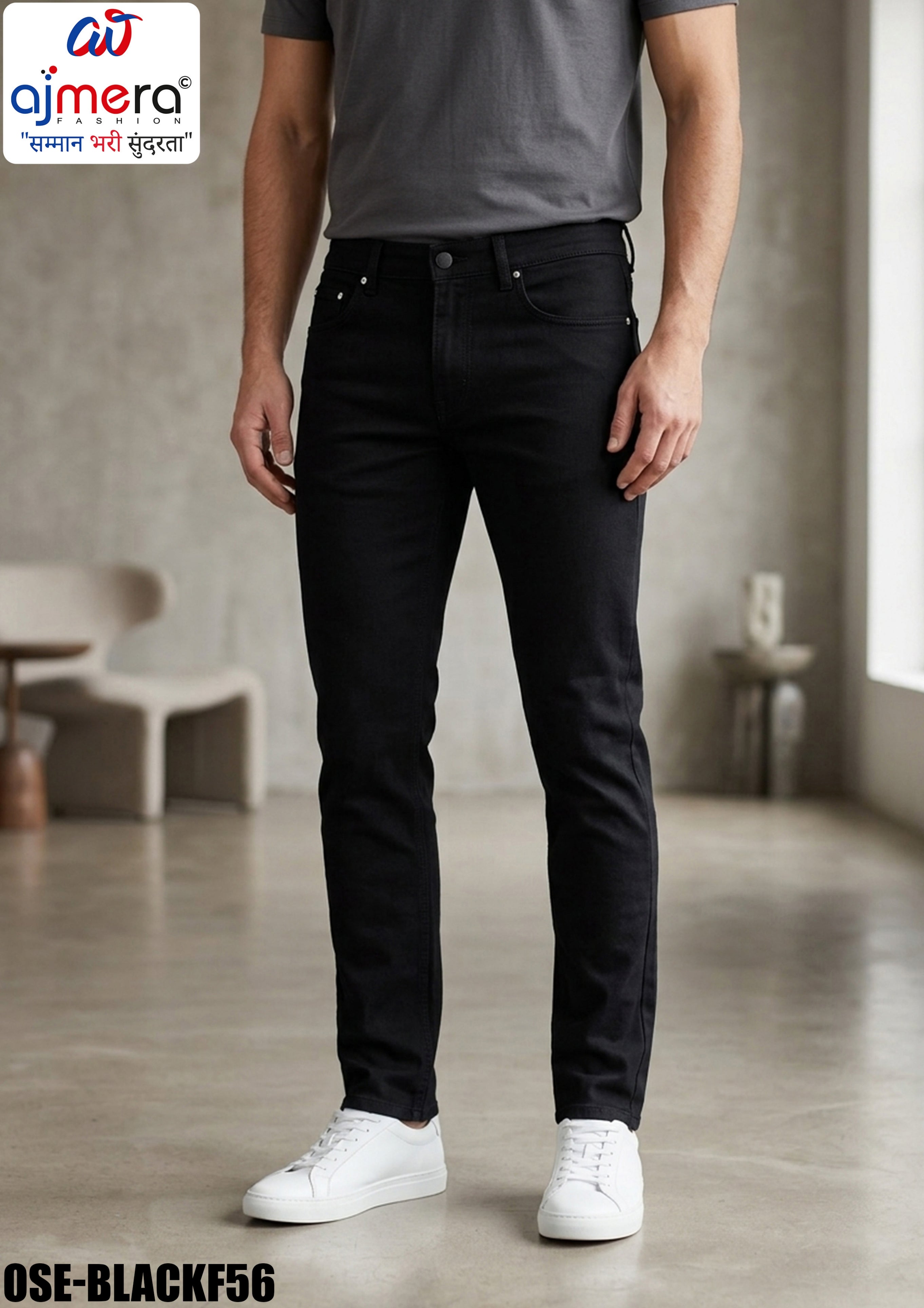 Premium Men's Black Jeans for Casual & Everyday Wear | OSE-BLACKF56
