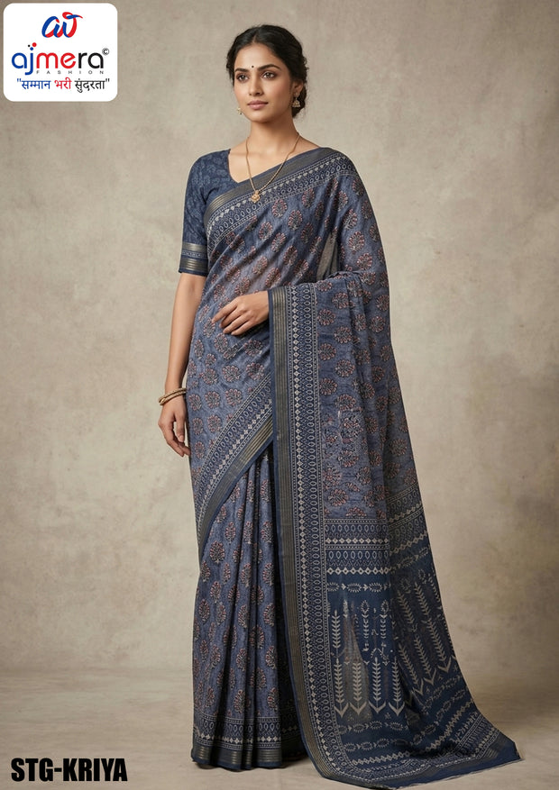 Digital Print Silk Saree with Blouse Piece for Premium Ethnic and Traditional Wear | STG-KRIYA