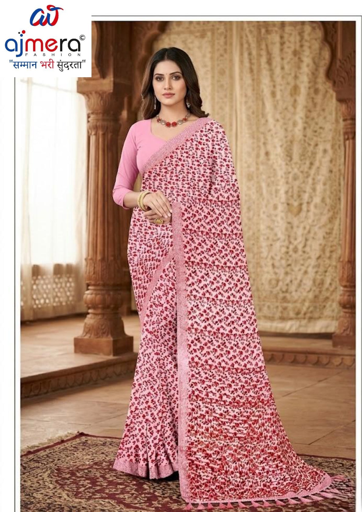 Vichitra Print Loose Saree without Blouse for Premium Ethnic and Traditional Wear | CAS-TATA SKY