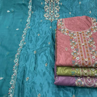 Party Wear Unstitched Suit | VAA-OLIVE