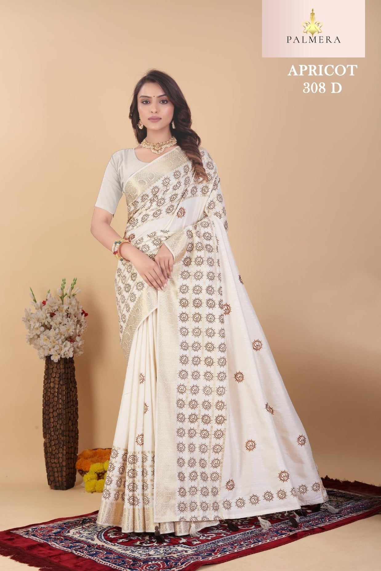 Apricot Linen Saree with Blouse for Premium Ethnic and Festive Wear | ALL-APRICOT-308