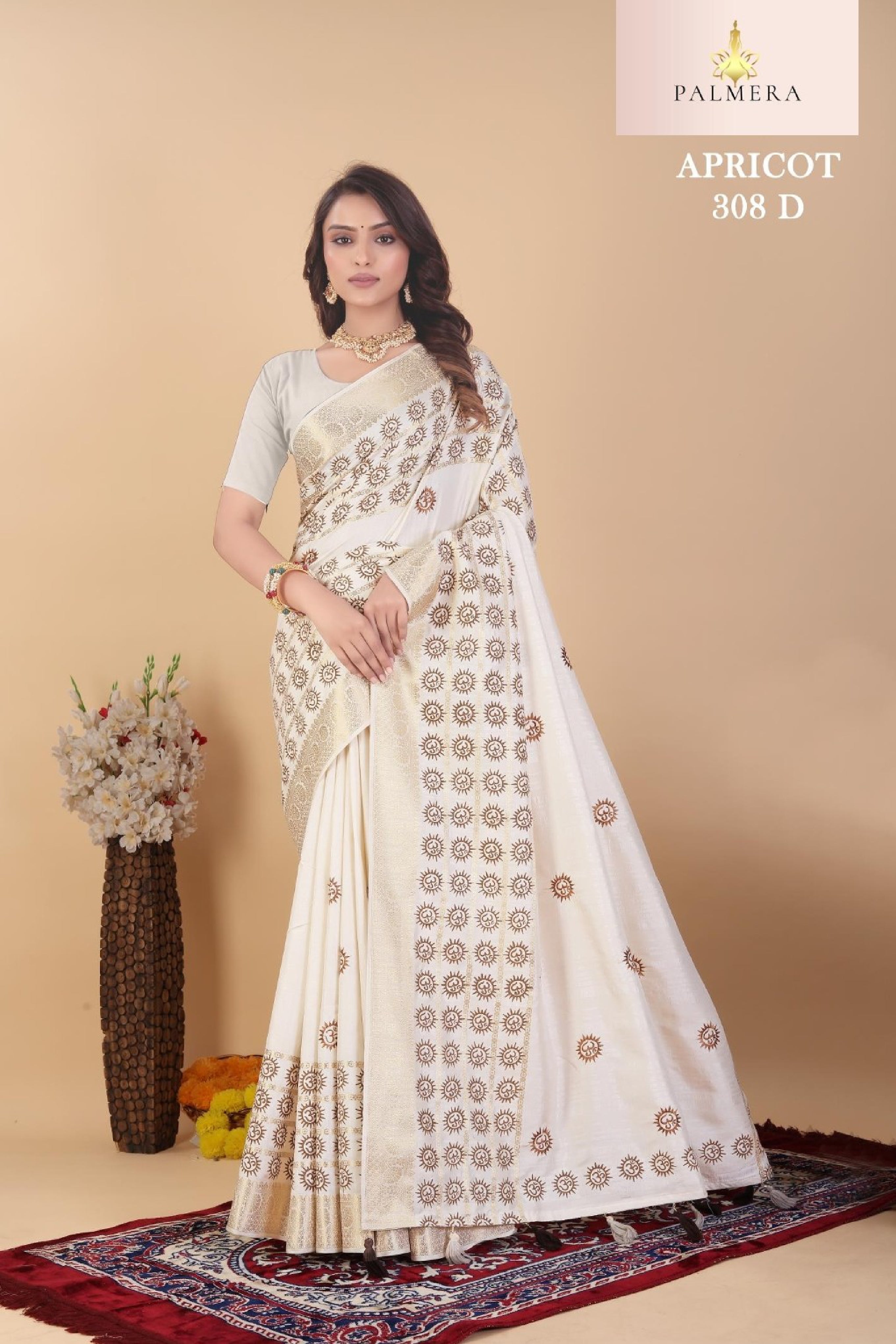 Apricot Linen Saree with Blouse for Premium Ethnic and Festive Wear | ALL-APRICOT-308