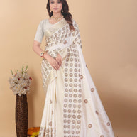 Apricot Linen Saree with Blouse for Premium Ethnic and Festive Wear | ALL-APRICOT-308
