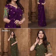 Georgette Chiffon Dyed Matching Saree with Blouse Piece for Premium Ethnic and Traditional Wear | RLL-ZARIVIBE-1