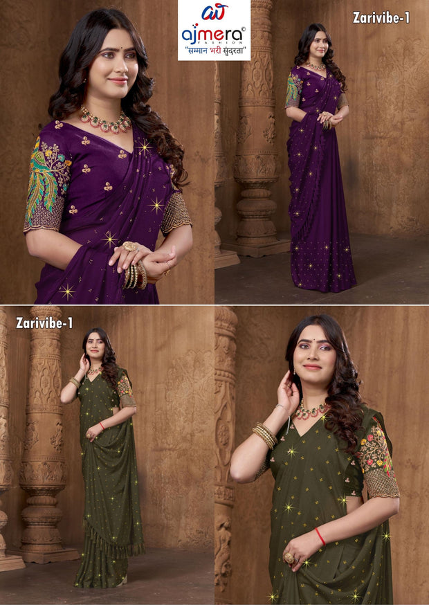Georgette Chiffon Dyed Matching Saree with Blouse Piece for Premium Ethnic and Traditional Wear | RLL-ZARIVIBE-1