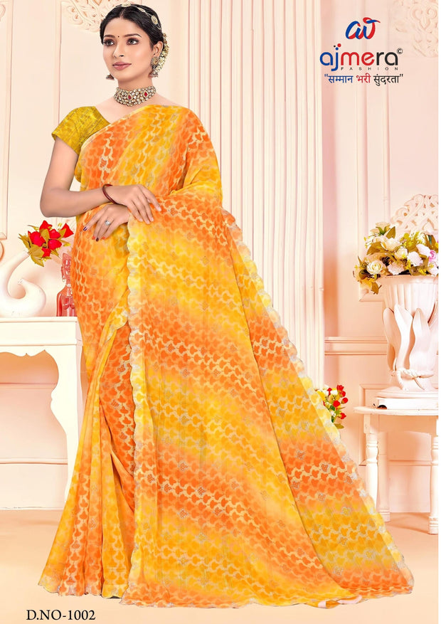 Fashionable Printed Saree with Blouse Piece for Festive Collection  | SNR-RUBY