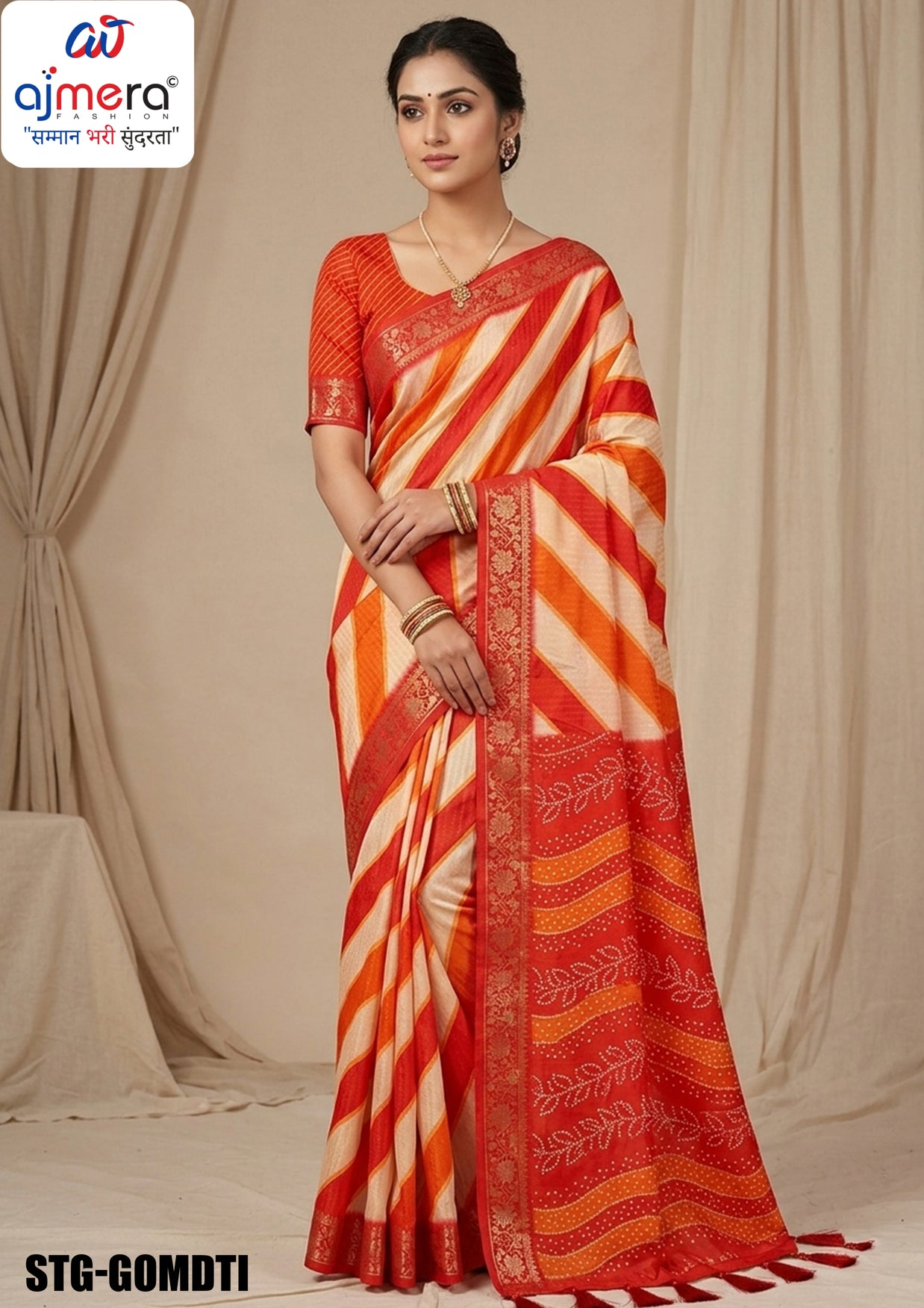 Digital Printed Saree with Blouse Piece for Premium Ethnic and Traditional Wear | STG-GOMDTI