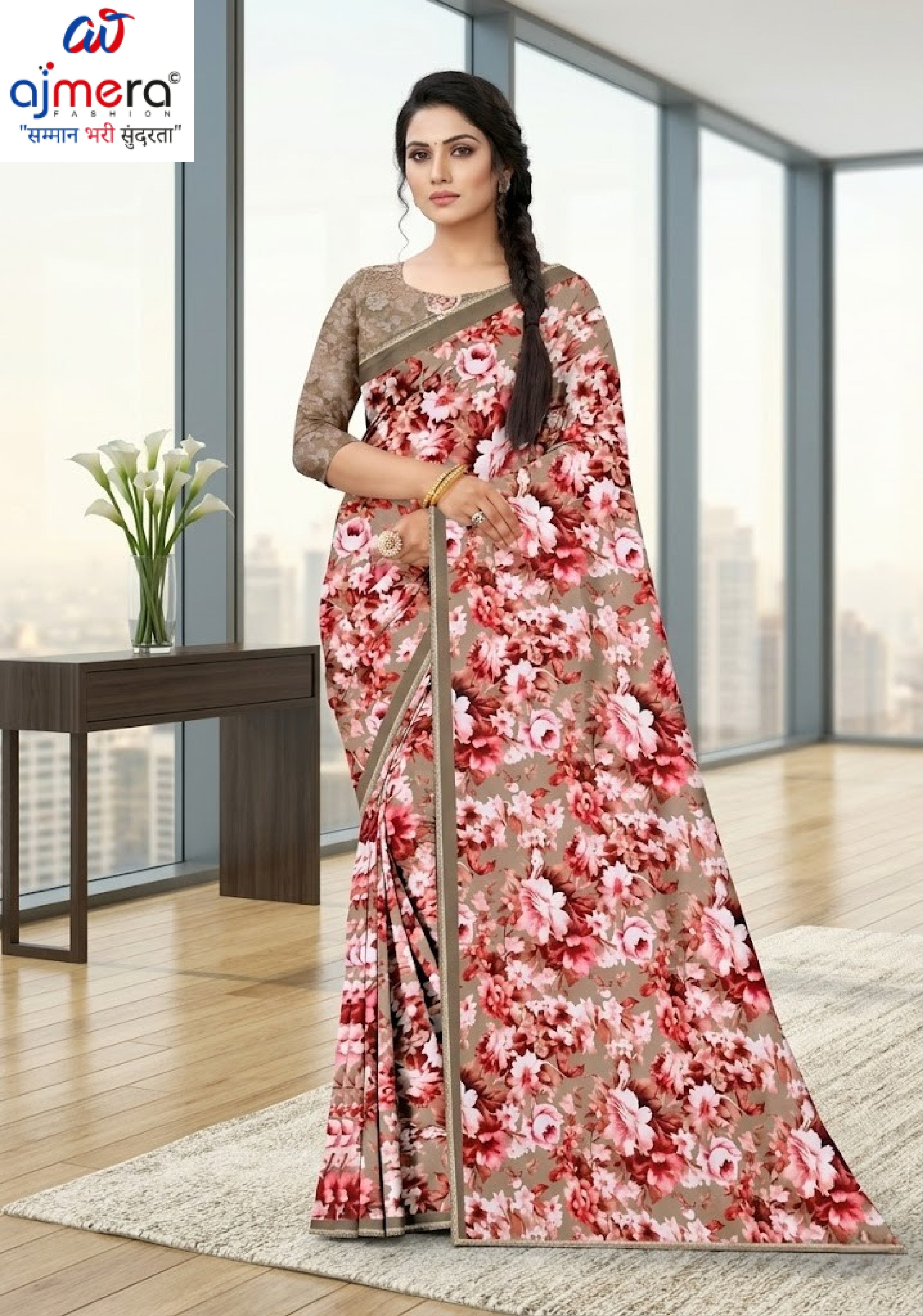 Contemporary Printed Saree with Blouse Piece for Premium Wear | GLC-VENUS