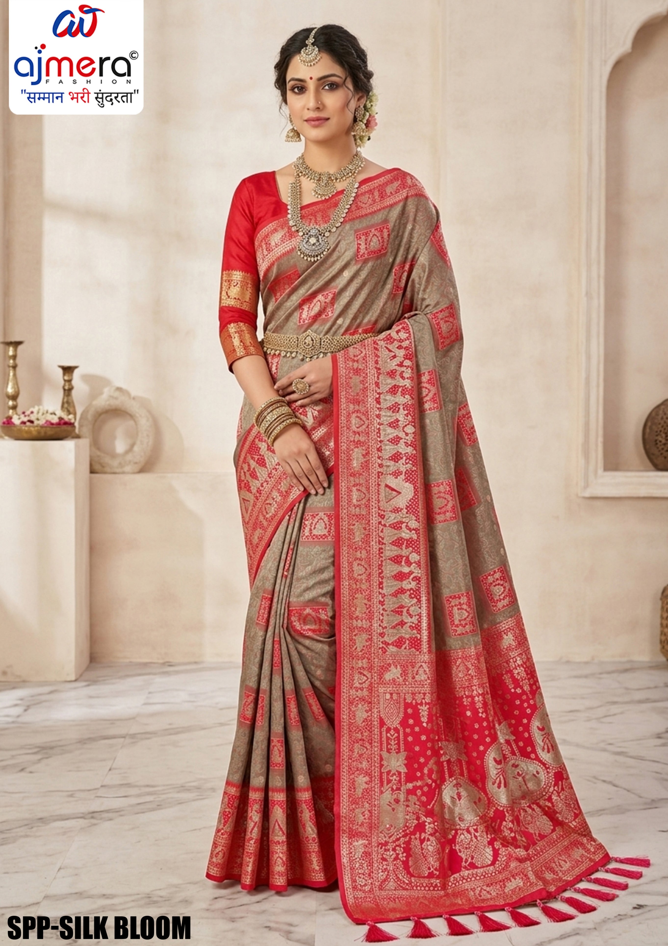 Ethnic Elegance Jacquard Silk Saree With Blouse Piece | SPP-SILK BLOOM