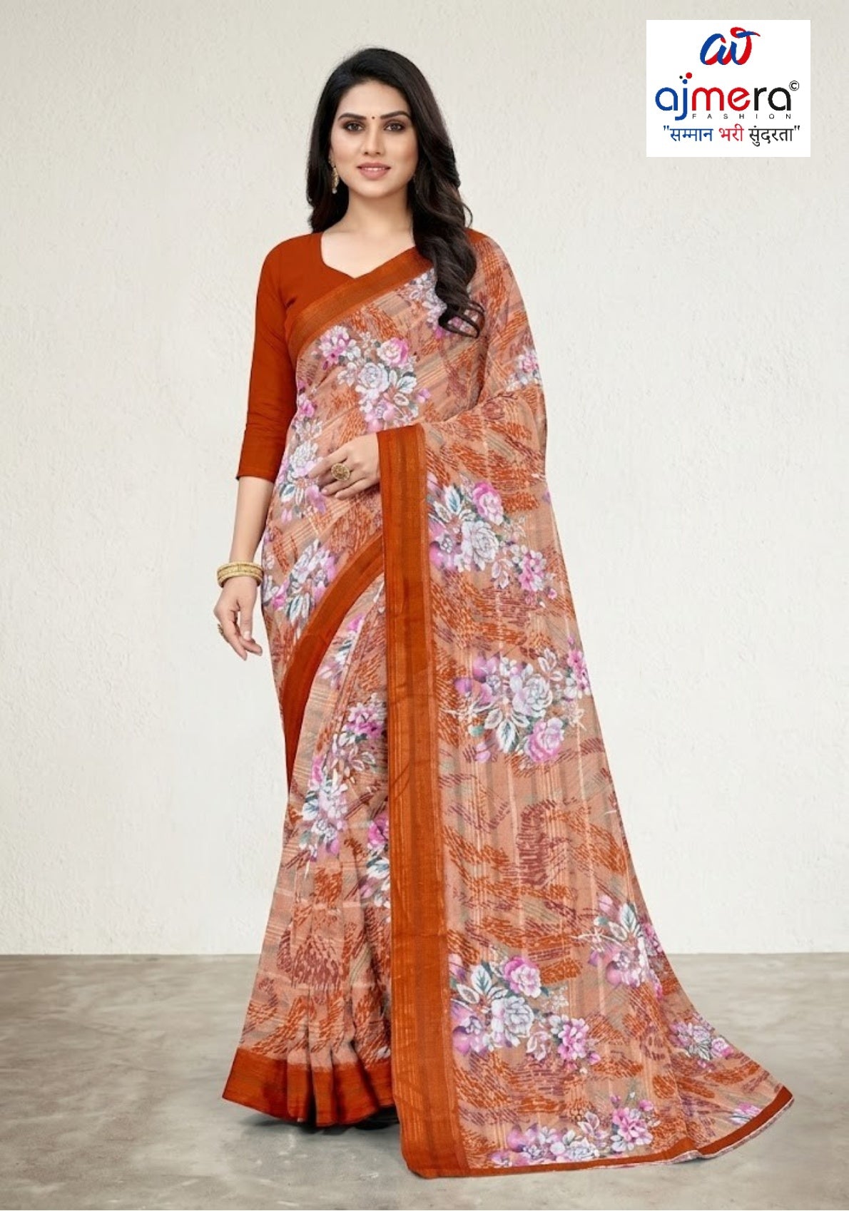 Classic Printed Saree without Blouse for Timeless Traditional Style | CAS-SMART SILK
