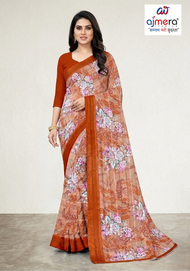 Classic Printed Saree without Blouse for Timeless Traditional Style | CAS-SMART SILK