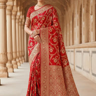 Elegant Jacquard Silk Saree with Designer Blouse Piece for Festive Elegance | MTE-25103