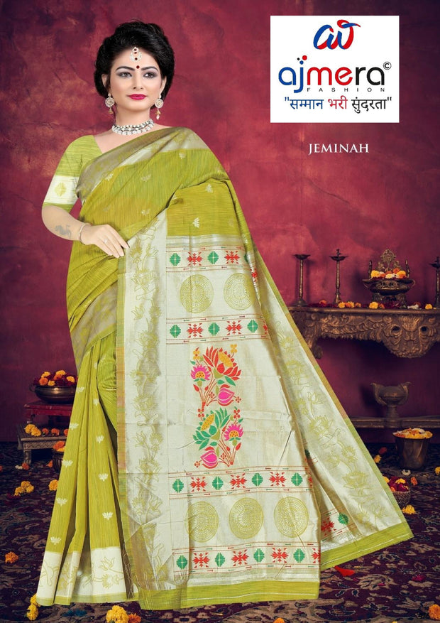 Ethnic Rapier Silk Matching Saree With Blouse Piece | DKS-JEMINAH