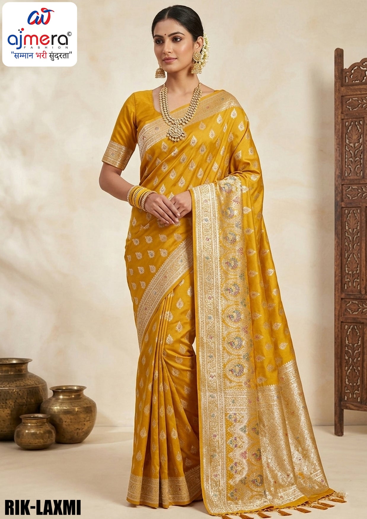 Handcrafted Jacquard Silk Saree With Blouse Piece | RIK-LAXMI