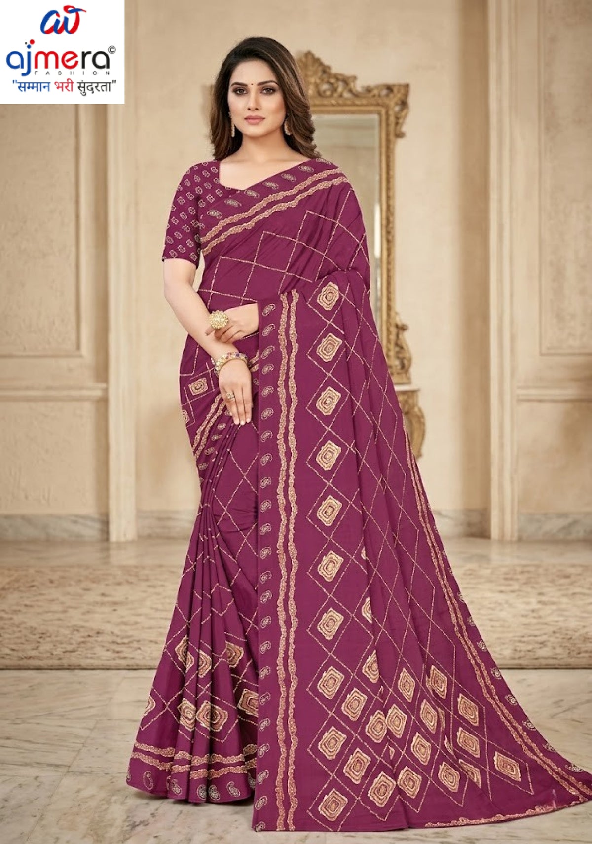 Exclusive Printed Saree with Blouse Piece for Elegant Ethnic Look | GLC-ITALIAN CRAPE