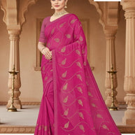 Chinon Dyed Matching Saree with Blouse Piece for Premium Ethnic and Traditional Wear | VKM-GOBHI