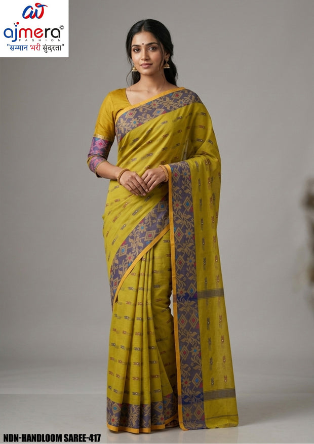 Fancy Cotton Saree with Without Blouse for Premium Ethnic and Traditional Wear | NDN-HANDLOOM SAREE-417