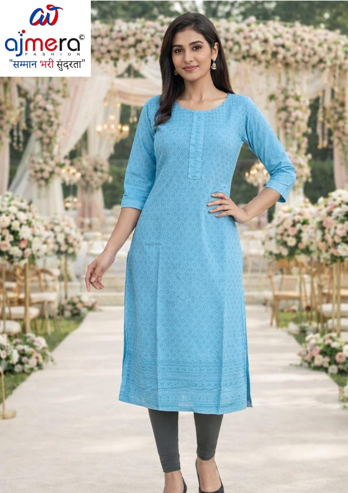 Plus Size Embroidered Kurti for Women | SHP-CHICKEN SEQUENCE WORK BIG