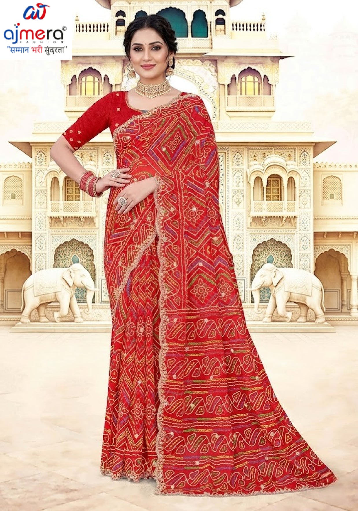 Elegant Printed Saree with Designer Blouse Piece for Festive Wear  | JS-JHANKAR