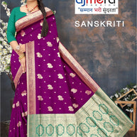 Traditional Rapier Silk Matching Saree With Blouse Piece | BWF-SANSKRITI