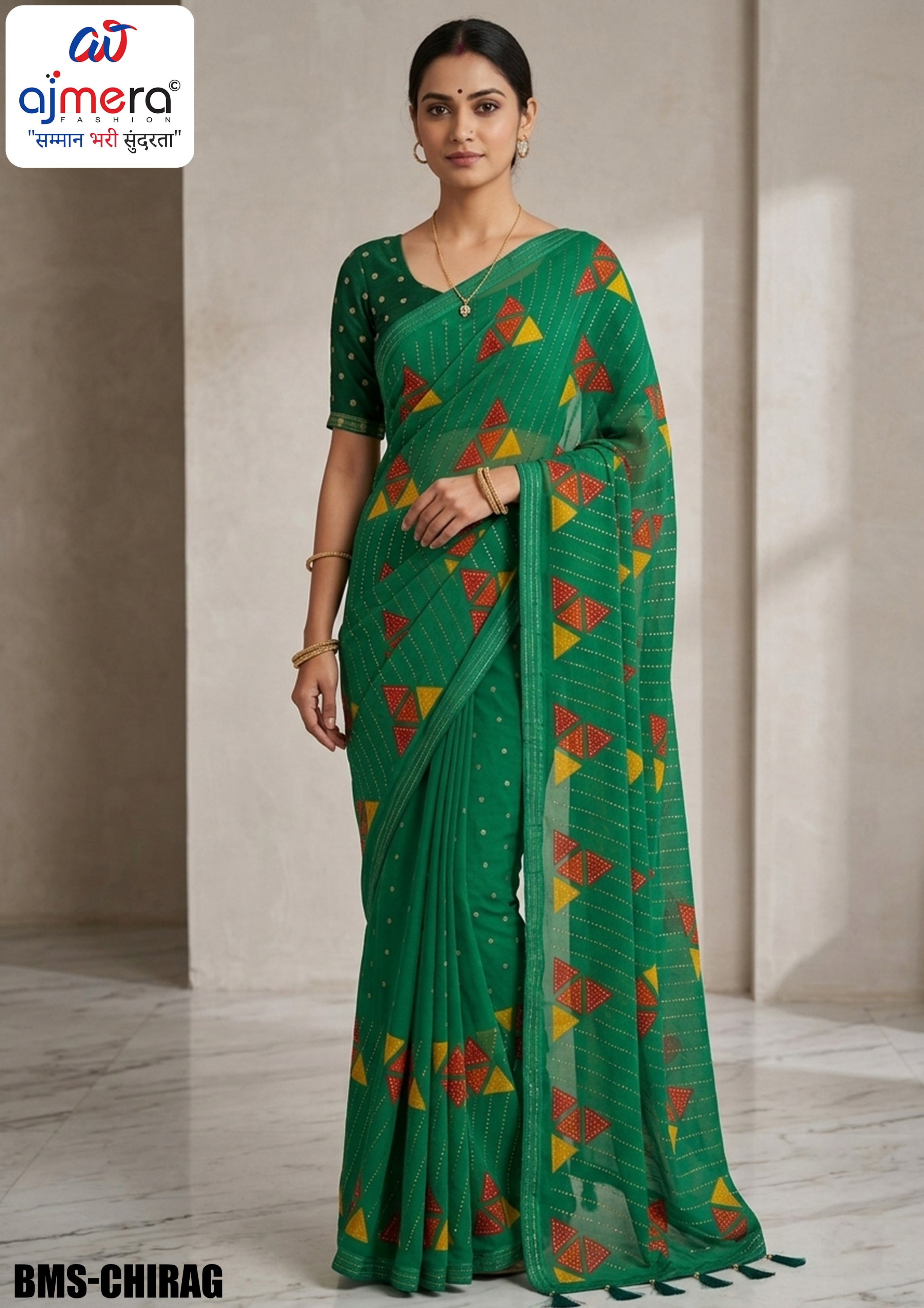 Fancy Print Loose Saree with Blouse for Premium Ethnic and Traditional Wear | BMS-CHIRAG