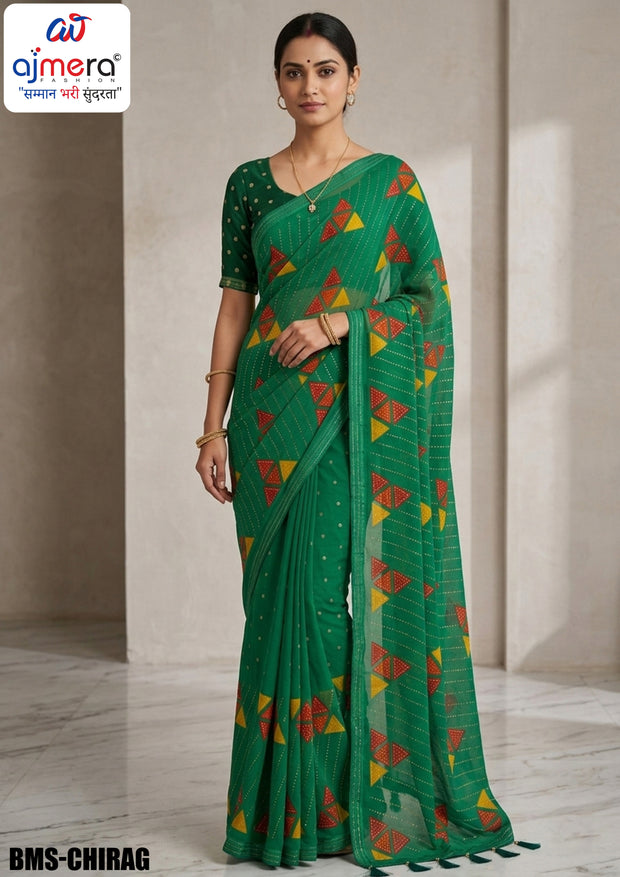 Fancy Print Loose Saree with Blouse for Premium Ethnic and Traditional Wear | BMS-CHIRAG