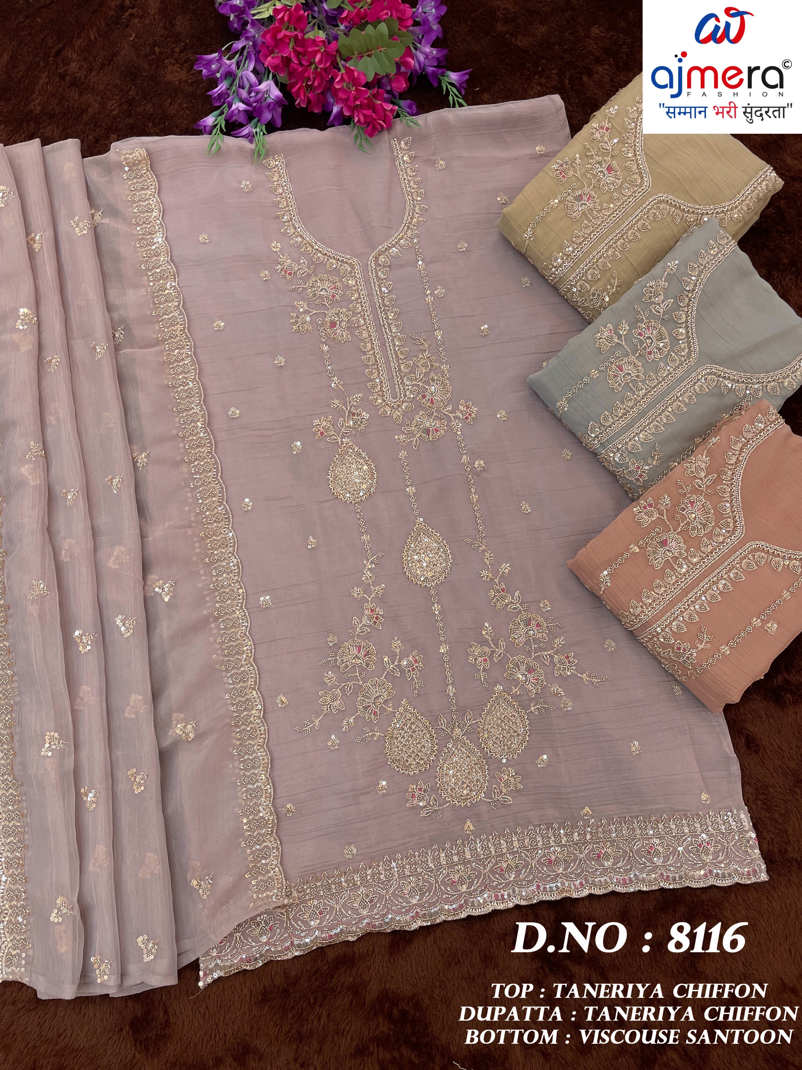 Designer Semi-Stitched Chiffon Suit | JPF-8116