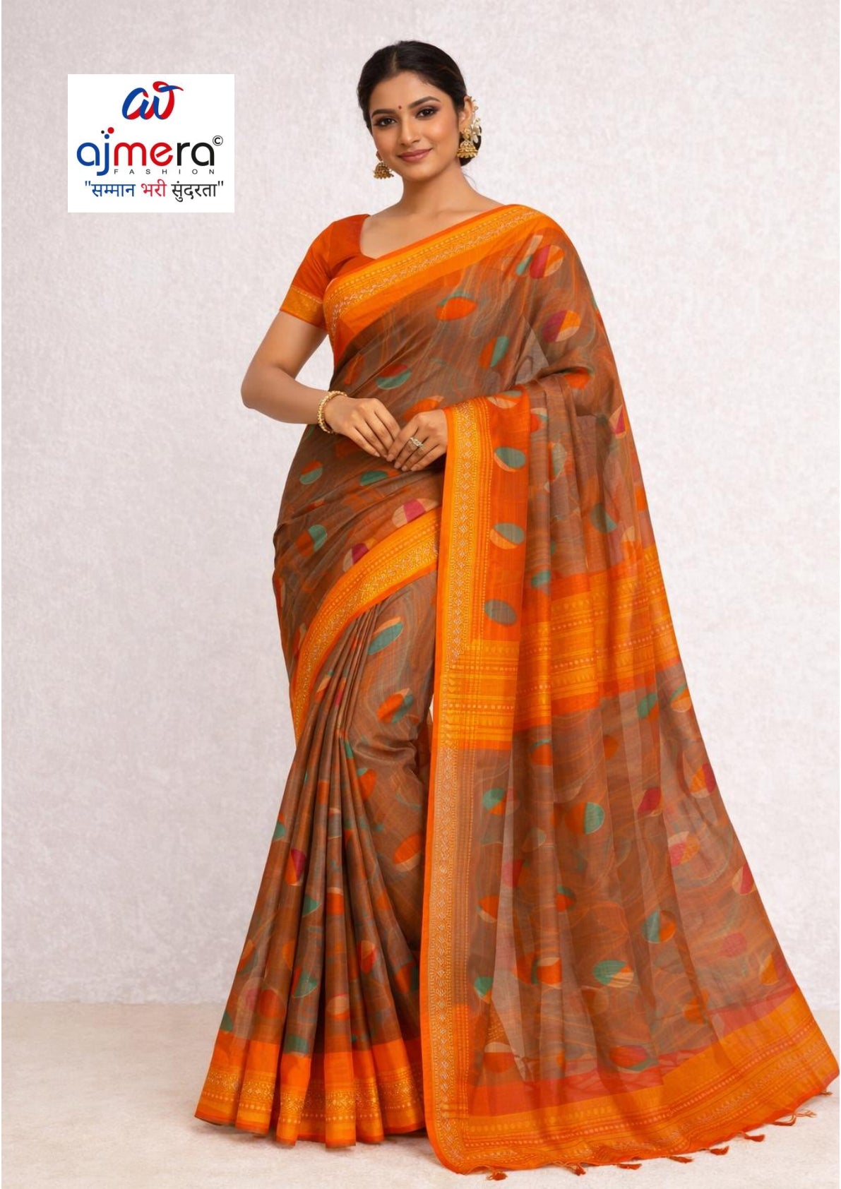 Printed Print Loose Saree with Blouse for Premium Ethnic and Traditional Wear | ATM-SILVER CRUSH