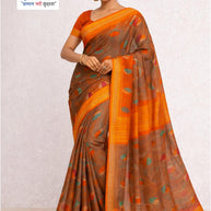 Printed Print Loose Saree with Blouse for Premium Ethnic and Traditional Wear | ATM-SILVER CRUSH