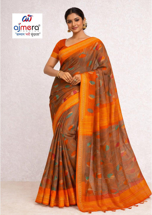 Printed Print Loose Saree with Blouse for Premium Ethnic and Traditional Wear | ATM-SILVER CRUSH