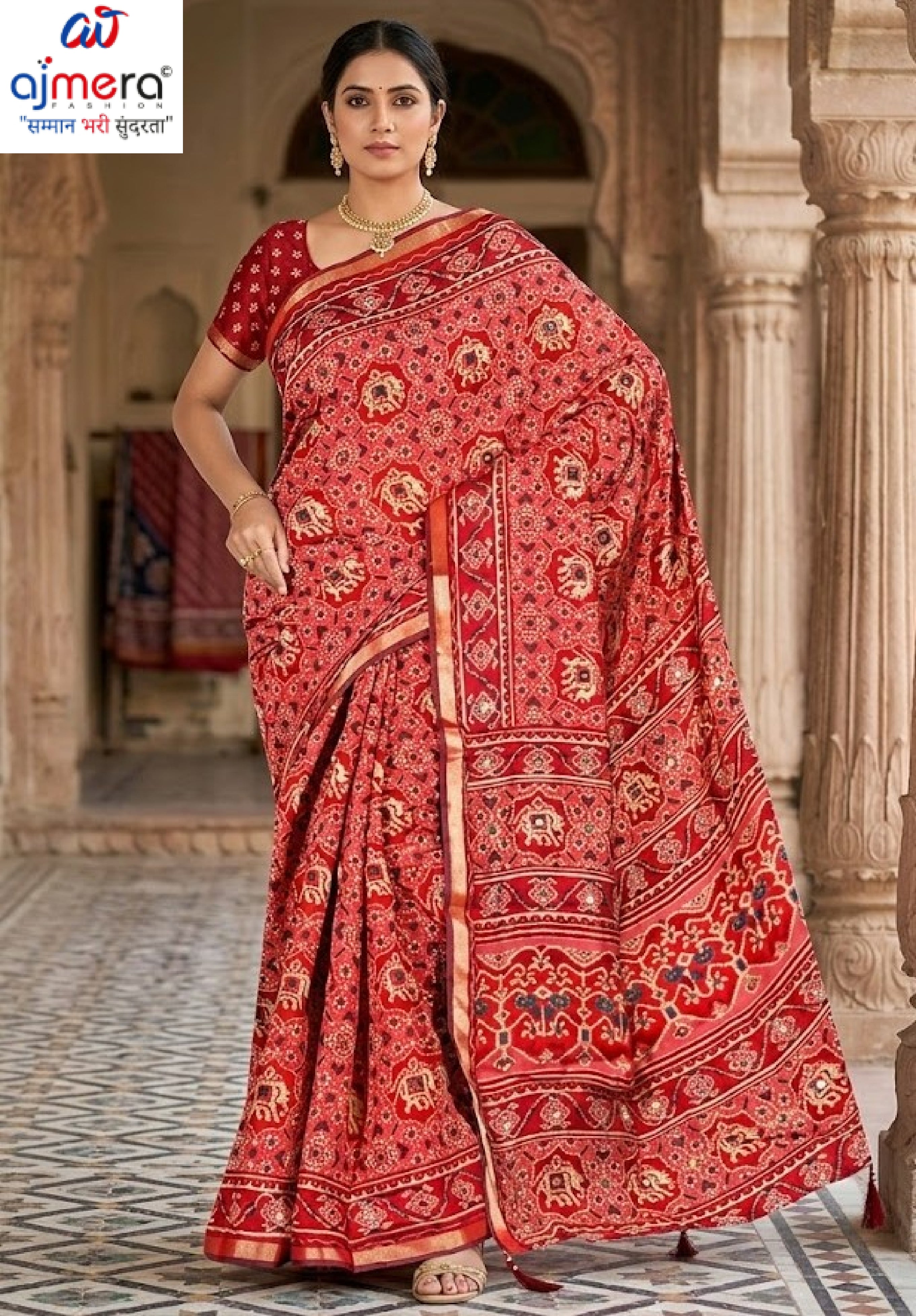 Graceful Printed Saree with Blouse Piece for Modern Ethnic Fashion  | VER-SHANTI-47831