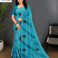 Premium Printed Saree with Matching Blouse Piece for Ethnic Elegance  | GPT-BIJLI-1