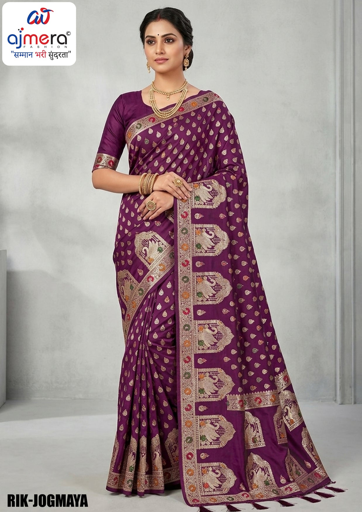 Fine Weave Jacquard Silk Saree With Blouse Piece | RIK-JOGMAYA