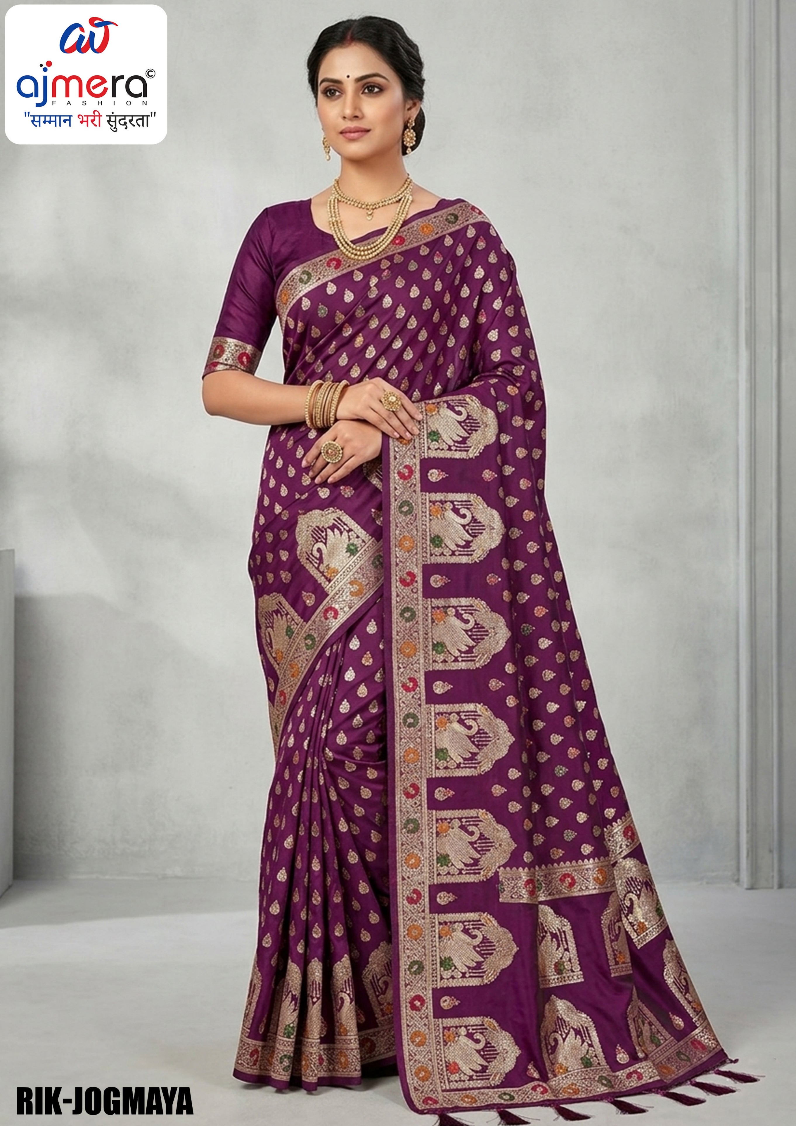 Fine Weave Jacquard Silk Saree With Blouse Piece | RIK-JOGMAYA