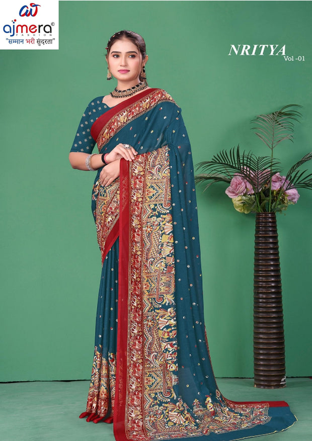 Premium Printed Saree with Matching Blouse Piece for Ethnic Elegance | RMF-NRITYA VOL-01