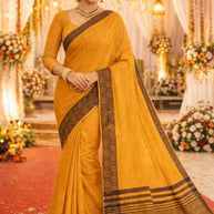 Traditional Cotton Saree with Blouse Piece for Premium Ethnic and Traditional Wear | VKF-OREO PALLU
