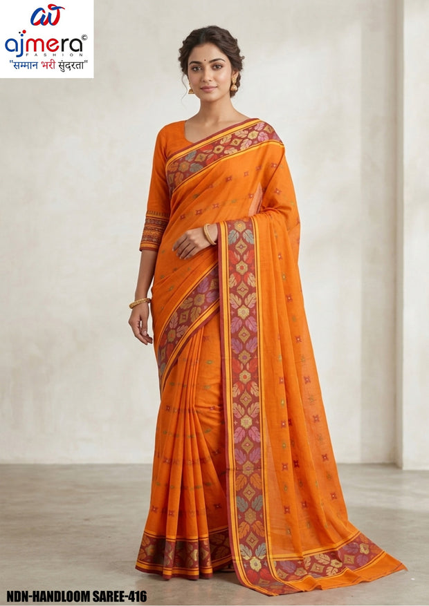 Cotton Saree with Without Blouse for Premium Ethnic and Traditional Wear | NDN-HANDLOOM SAREE-416