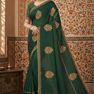 Premium Dyed Matching Saree with Blouse Piece for Premium Ethnic and Traditional Wear | VKM-LOVE GURU
