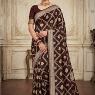 Dull Moss Brasso Print Loose Saree with Blouse for Premium Ethnic and Traditional Wear | BMS-DIGITAL INDIA