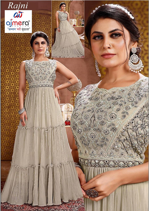 Elegant Chinon Digital Designer Party Wear Gown for Women | SHP-RAJNI