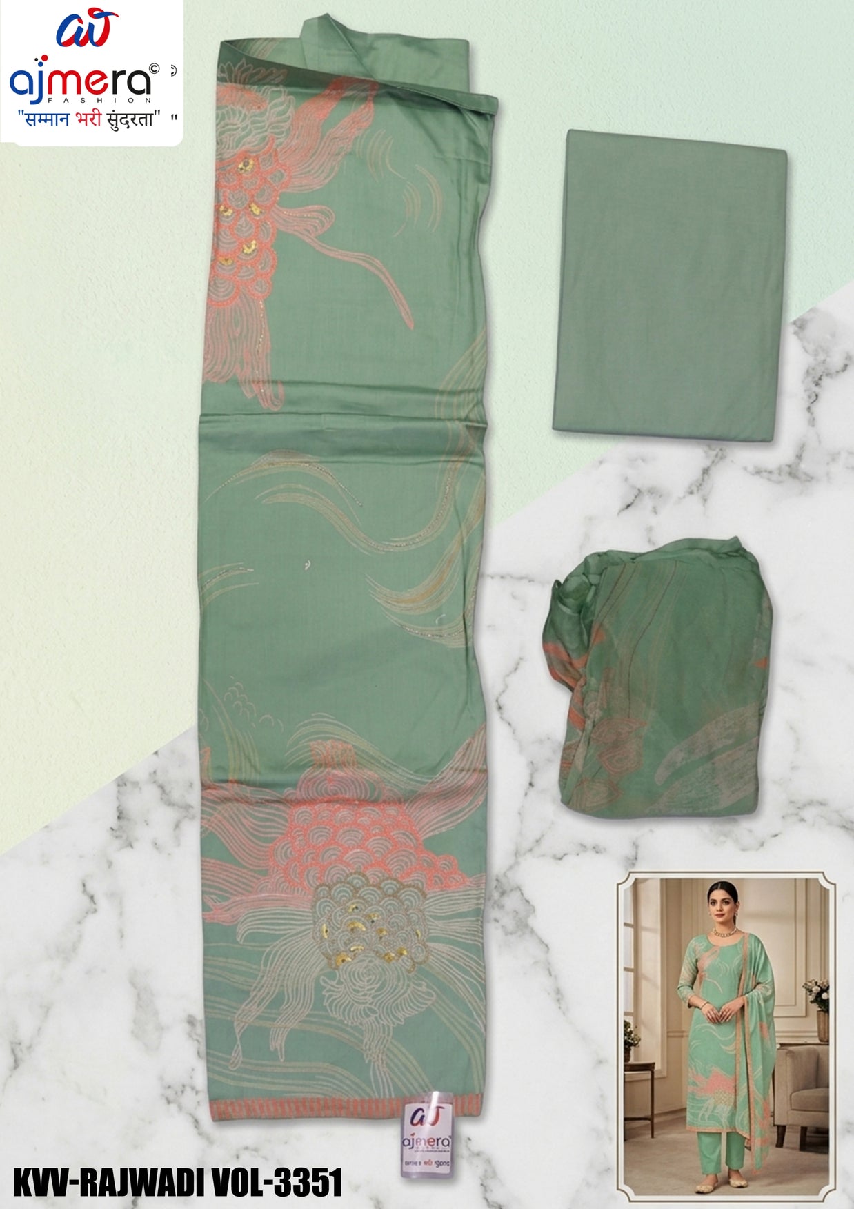 Premium Designer Unstitched Suit Set | KVV-RAJWADI VOL-3351