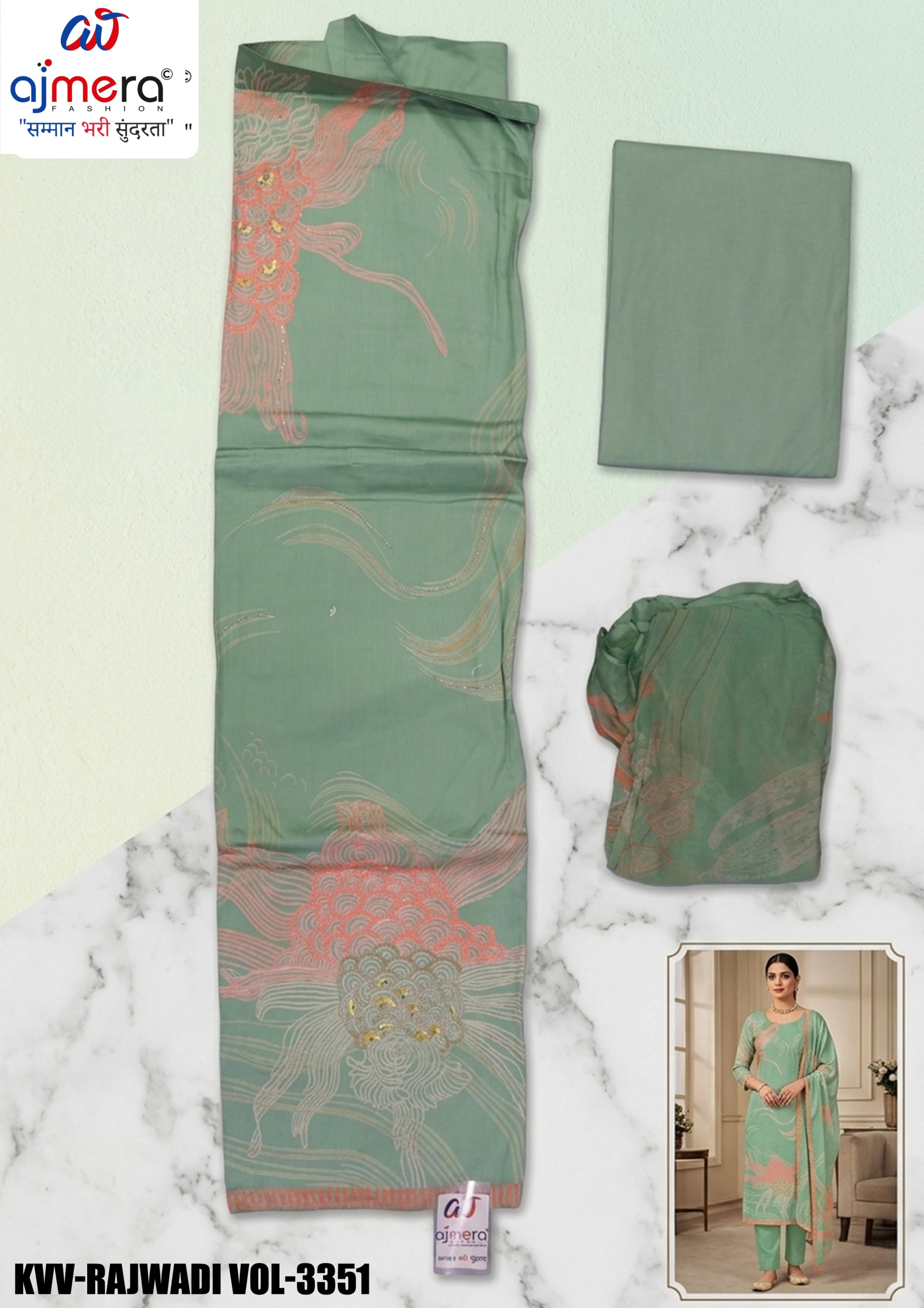 Premium Designer Unstitched Suit Set | KVV-RAJWADI VOL-3351