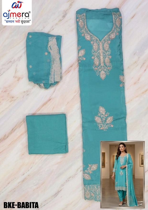 Premium Glass Organza Unstitched Suit Set | BKE-BABITA