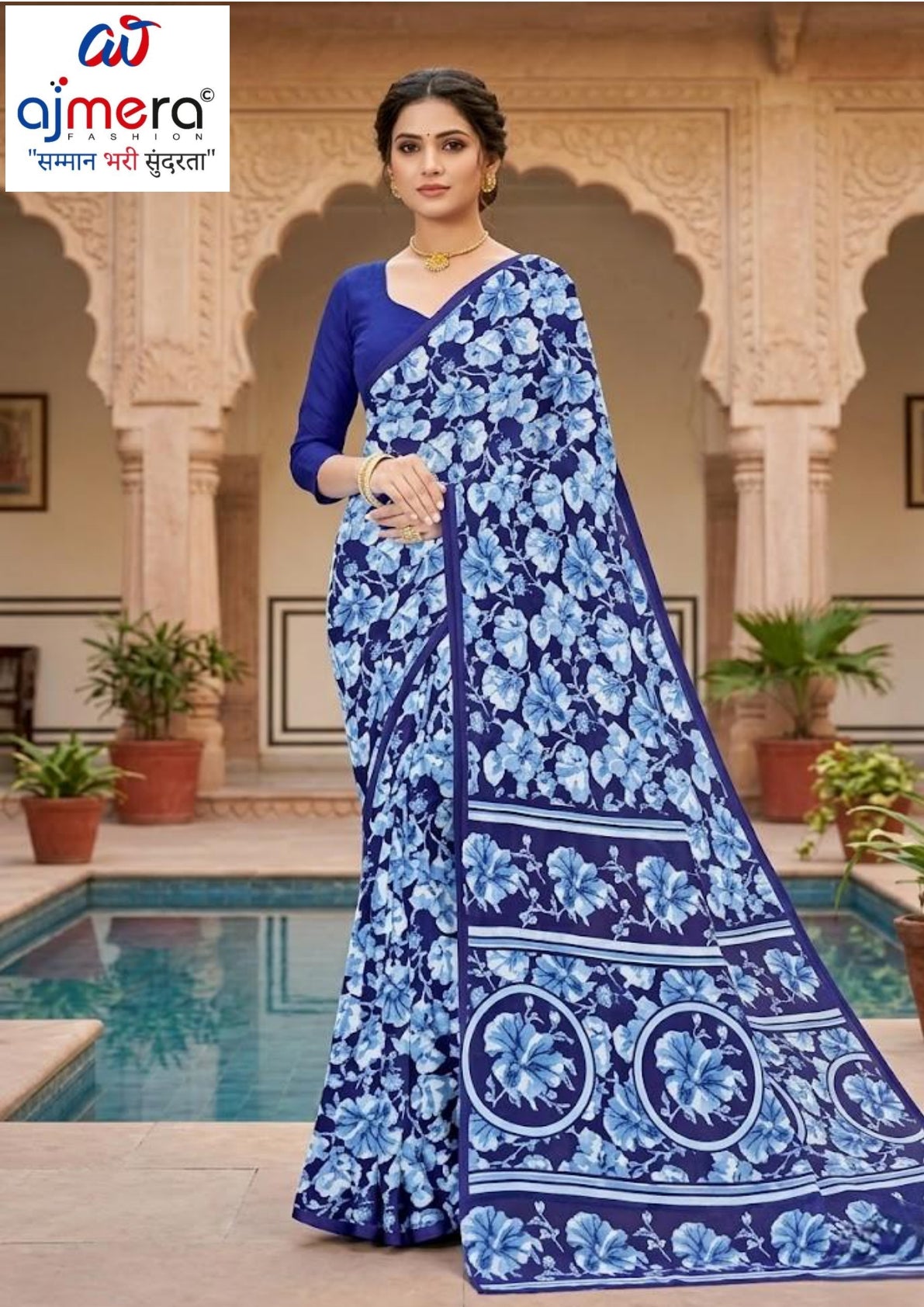 Printed Print Loose Saree with Blouse for Premium Ethnic and Traditional Wear | SGR-RENIYAL CRAPE