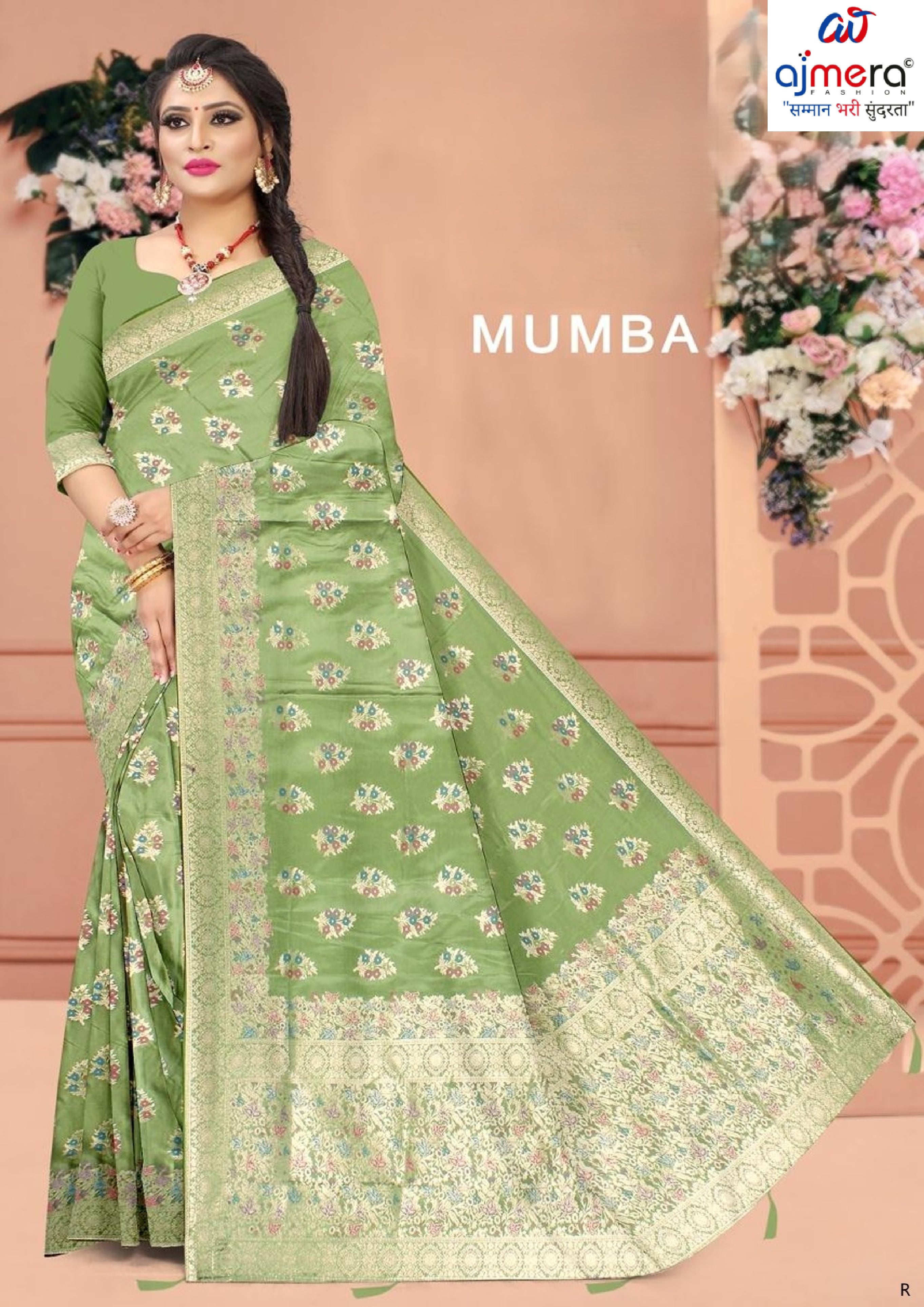 Luxury Jacquard Silk Saree with Blouse Piece for Wedding & Party Wear | RIK-MUMBA