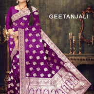 Luxury Jacquard Silk Saree with Blouse Piece for Wedding & Party Wear | VML-GEETANJALI