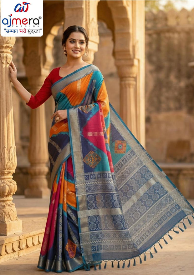 Fancy Cotton Saree with Without Blouse for Premium Ethnic and Traditional Wear | NTE-CADBURY