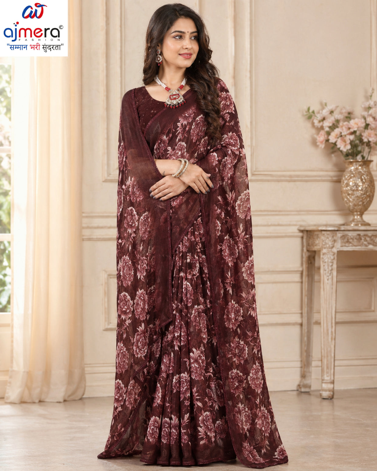 Elegant Printed Saree with Designer Blouse Piece for Festive Wear | SSR-RAM DARBAR