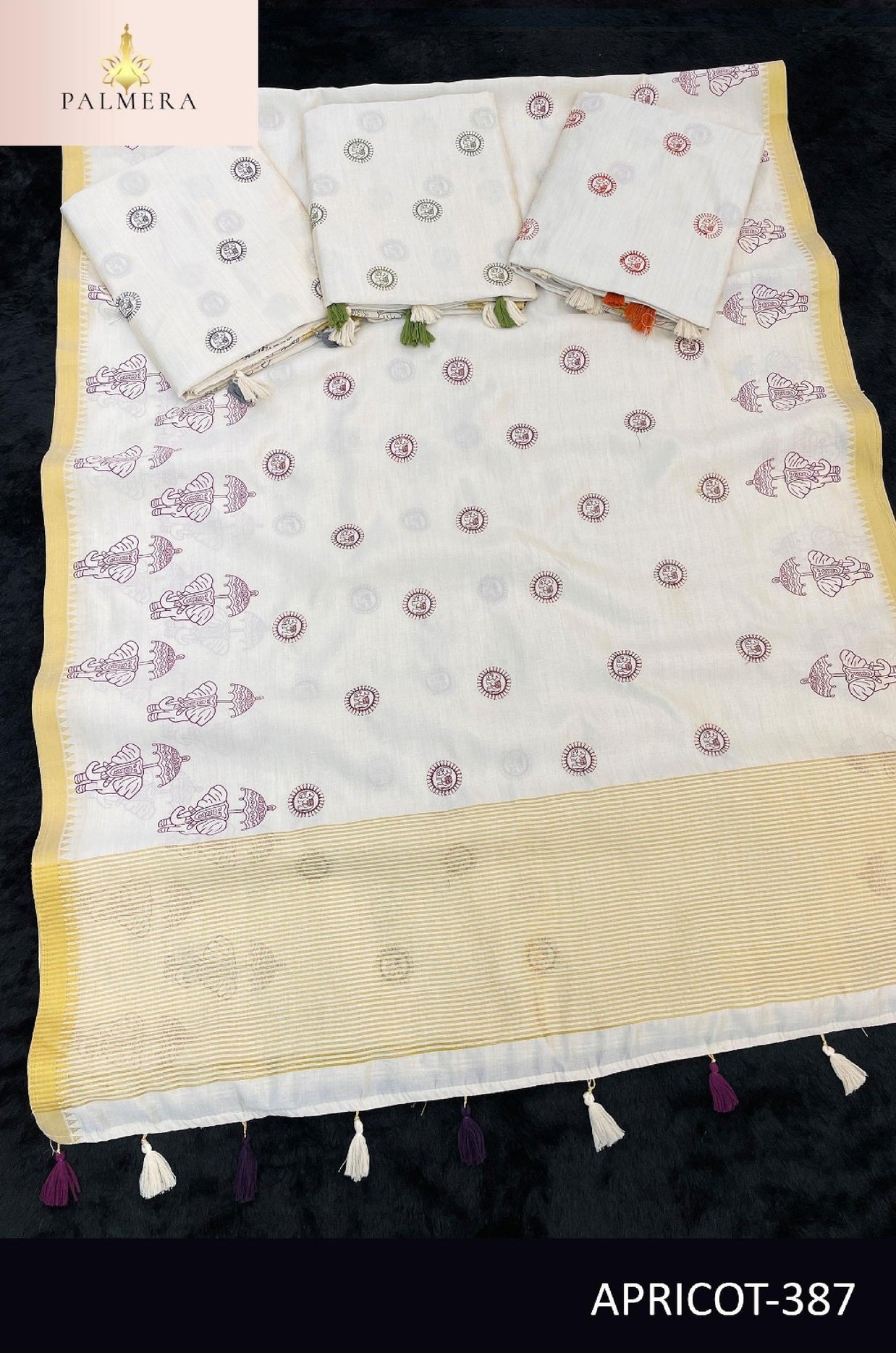 Apricot Linen Saree with Blouse for Premium Ethnic and Designer Wear | ALL-APRICOT-387