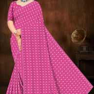 Georgette Dyed Matching Saree with Blouse Piece for Premium Ethnic and Traditional Wear | RAL-SUNSET